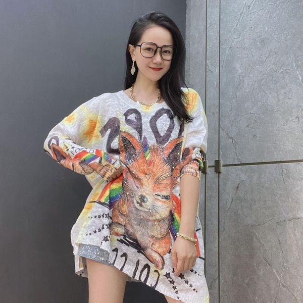 women's sweaters plus size cartoon sequins sweater screwneck thin knited wear hollow out pullovers, White;black
women's sweaters plus size cartoon sequins sweater screwneck thin knited wear hollow out pullovers, White;black