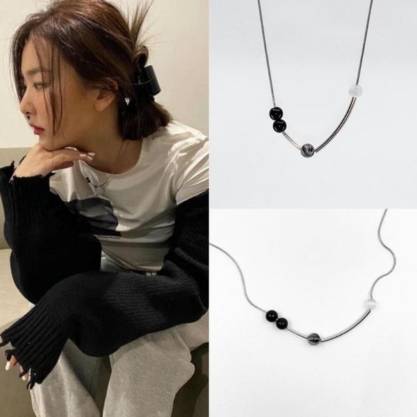 chains fashion minimalist black bead transparent opal choker chain necklace for couple women men jewelry, Silver
chains fashion minimalist black bead transparent opal choker chain necklace for couple women men jewelry, Silver