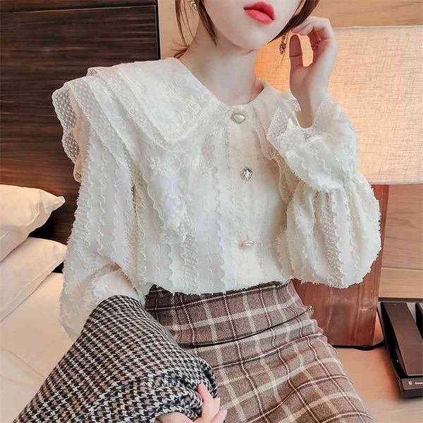 fashion chiffon shirt spring doll collar all-match lace loose korean casual cardigan sale 210520, White
fashion chiffon shirt spring doll collar all-match lace loose korean casual cardigan sale 210520, White