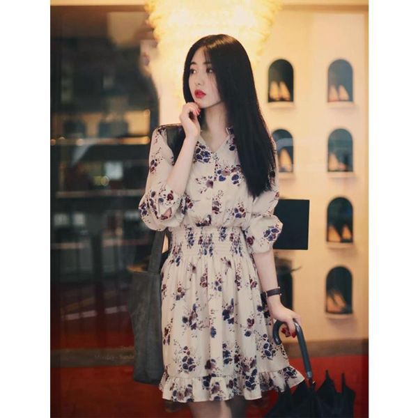 women summer dress fashion tight wasit all match floral printing long sleeve v neck chiffon mini femaale clothes casual dresses, Black;gray
women summer dress fashion tight wasit all match floral printing long sleeve v neck chiffon mini femaale clothes casual dresses, Black;gray