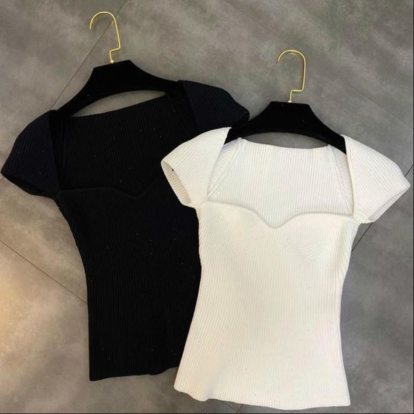 women t shirt spring short sleeve square collar kinitted wk690 drop good quality, White
women t shirt spring short sleeve square collar kinitted wk690 drop good quality, White