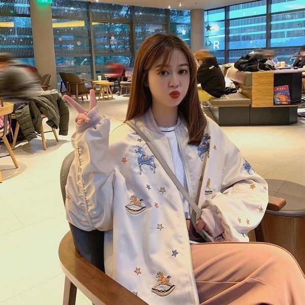 women's jackets nice korean style loose and versatile embroidery baseball uniform jacket women harajuku for goth, Black;brown
women's jackets nice korean style loose and versatile embroidery baseball uniform jacket women harajuku for goth, Black;brown