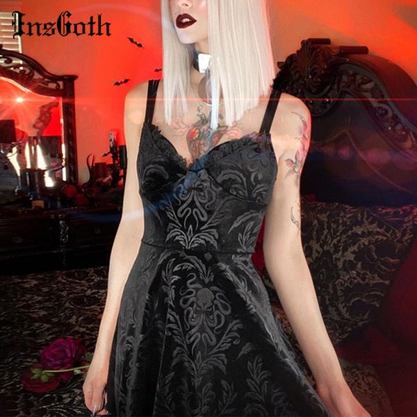 insgoth spaghetti straps black mini dress gothic harajuku vintage print lace pleated dress summer sleeveless party dress, Black;gray
insgoth spaghetti straps black mini dress gothic harajuku vintage print lace pleated dress summer sleeveless party dress, Black;gray