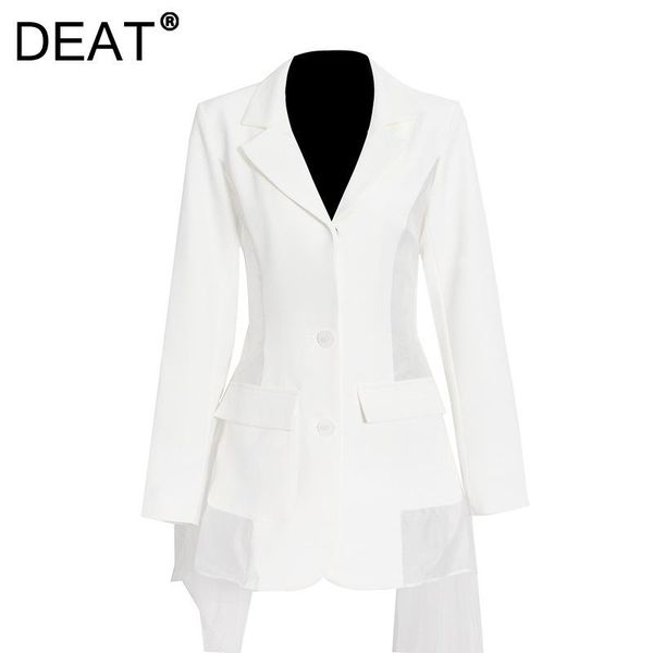women's suits & blazers deat woman blazer solid mesh tassel patchwork notched long sleeve single breasted casual style jacket 2021 summ, White;black
women's suits & blazers deat woman blazer solid mesh tassel patchwork notched long sleeve single breasted casual style jacket 2021 summ, White;black
