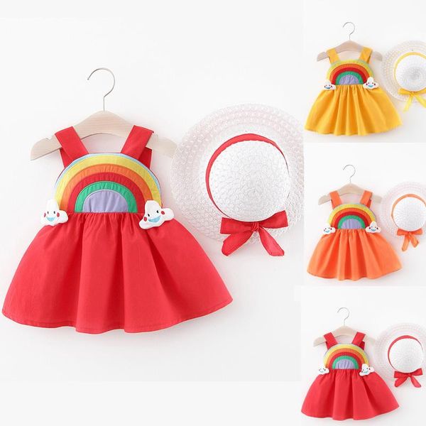 children summer girls clothes set girls' cute sleeveless children's sets sling rainbow print dress skirt clothing, White
children summer girls clothes set girls' cute sleeveless children's sets sling rainbow print dress skirt clothing, White