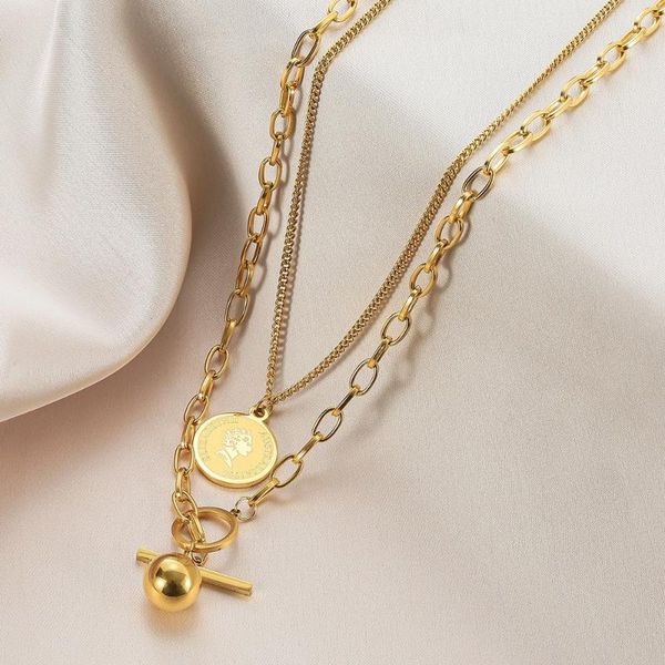multi-layer titanium stainless pendant round portrait chain necklace for women copper choker summer jewelry gift 2021 necklaces, Silver
multi-layer titanium stainless pendant round portrait chain necklace for women copper choker summer jewelry gift 2021 necklaces, Silver