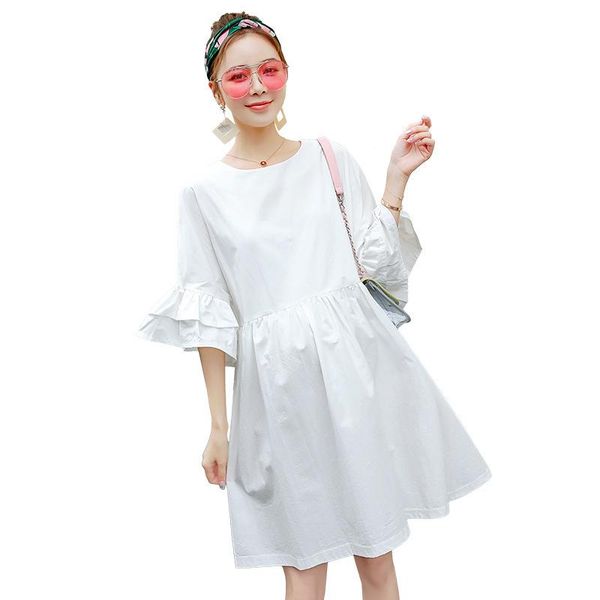 maternity dresses summer casual loose large size dress for pregnant women cotton half sleeves ruffles clothes, White
maternity dresses summer casual loose large size dress for pregnant women cotton half sleeves ruffles clothes, White