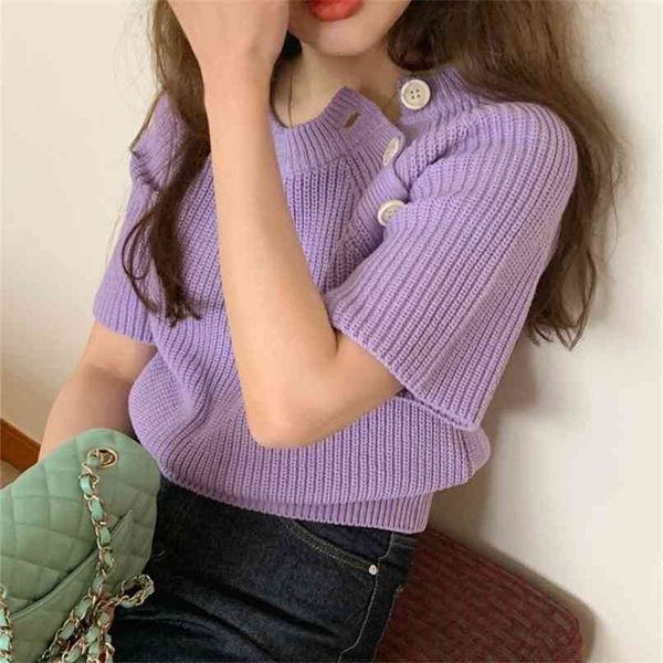 casual women's summer short sleeve t-shirt simple personality homemade neckline side button design knitted sweater 210520, White
casual women's summer short sleeve t-shirt simple personality homemade neckline side button design knitted sweater 210520, White
