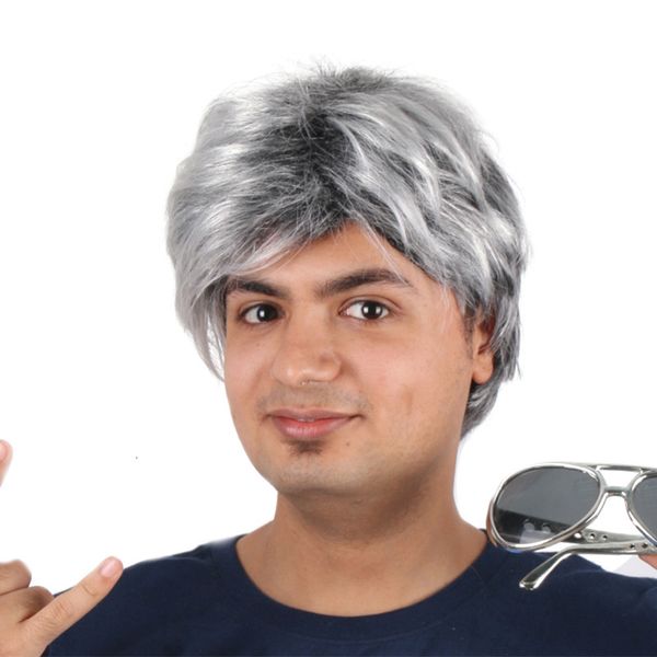breathable synthetic men's wigs short silver gray oblique split straight hair middle-aged and elderly, Black
breathable synthetic men's wigs short silver gray oblique split straight hair middle-aged and elderly, Black