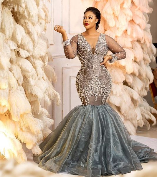 2021 plus size arabic aso ebi grey luxurious mermaid prom dresses beaded crystals long sleeves evening formal party second reception gowns d, Black
2021 plus size arabic aso ebi grey luxurious mermaid prom dresses beaded crystals long sleeves evening formal party second reception gowns d, Black