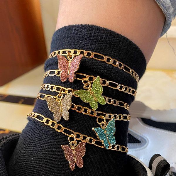 anklets 2pcs/set fashion cute 6 color crystal butterfly simple anklet for women gold chain 2021 bohemian beach foot jewelry, Red;blue
anklets 2pcs/set fashion cute 6 color crystal butterfly simple anklet for women gold chain 2021 bohemian beach foot jewelry, Red;blue