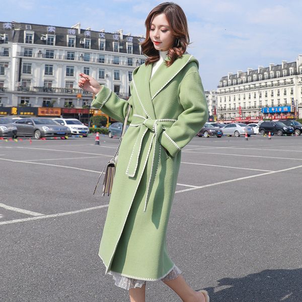 women's wool & blends woolen coat female long section autumn and winter hooded band width pine foreign gas korean version of the knee f, Black
women's wool & blends woolen coat female long section autumn and winter hooded band width pine foreign gas korean version of the knee f, Black