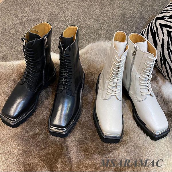 boots woman 2021 leisure ankle genuine leather british style fashion short boot flat platform square toe motorc, Black
boots woman 2021 leisure ankle genuine leather british style fashion short boot flat platform square toe motorc, Black