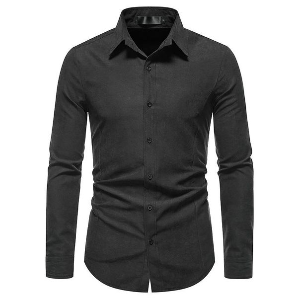men's casual shirts parklees mens long sleeve fashion solid retro button shirt slim fit formal dress vintage for men camisas, White;black
men's casual shirts parklees mens long sleeve fashion solid retro button shirt slim fit formal dress vintage for men camisas, White;black