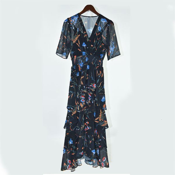 Spring Summer White / Black Short Sleeve V Neck Floral Print Tiered Ruffle Detail Mid-Calf Dress & Fashion Casual Dresses MD09173128, Black;gray
Spring Summer White / Black Short Sleeve V Neck Floral Print Tiered Ruffle Detail Mid-Calf Dress & Fashion Casual Dresses MD09173128, Black;gray