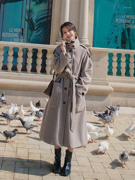 women's wool & blends winter 2021 long korean style woolen coat fashion casual jacket thick warm high-quality blended brown women, Black
women's wool & blends winter 2021 long korean style woolen coat fashion casual jacket thick warm high-quality blended brown women, Black