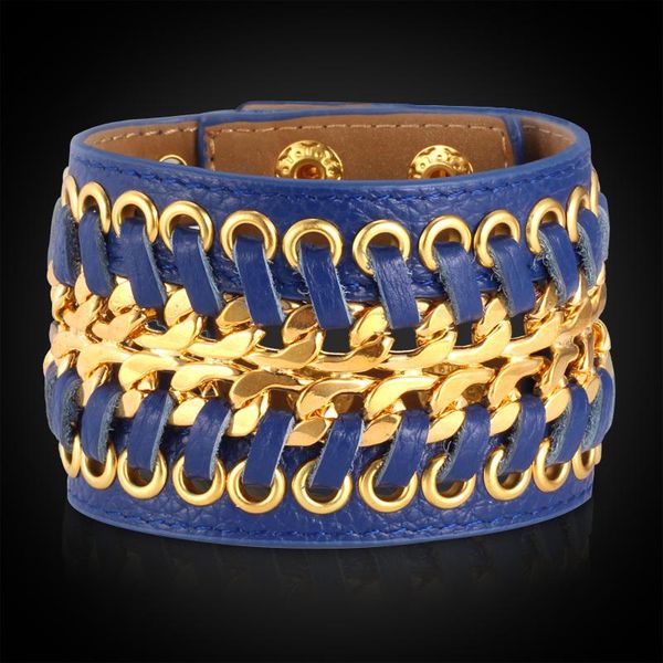 link, chain kpop bracelets bangles for men/women elegant fashion yellow gold color luxury cool genuine leather bracelet h719, Black
link, chain kpop bracelets bangles for men/women elegant fashion yellow gold color luxury cool genuine leather bracelet h719, Black