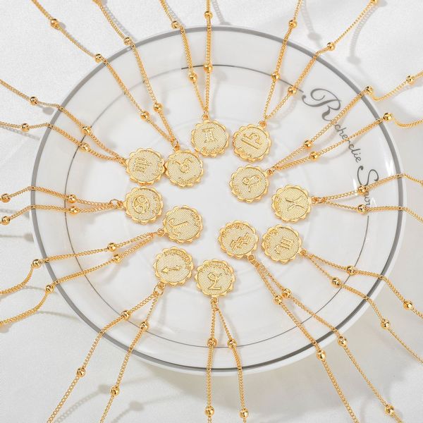 12 constellation necklaces classic zodiac sign round pendant bead chain horoscope necklace women jewelry, Silver
12 constellation necklaces classic zodiac sign round pendant bead chain horoscope necklace women jewelry, Silver