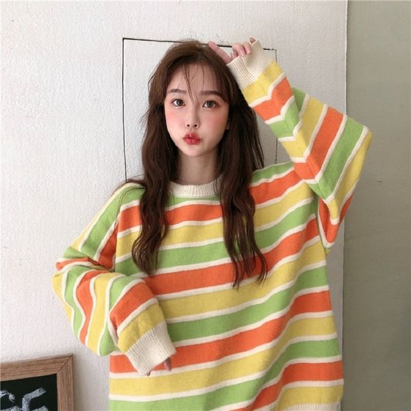 women's sweaters female blouses hiver y2k korean style zevity year vintage jerseys oversize rainbow sweater woman pv6s, White;black
women's sweaters female blouses hiver y2k korean style zevity year vintage jerseys oversize rainbow sweater woman pv6s, White;black