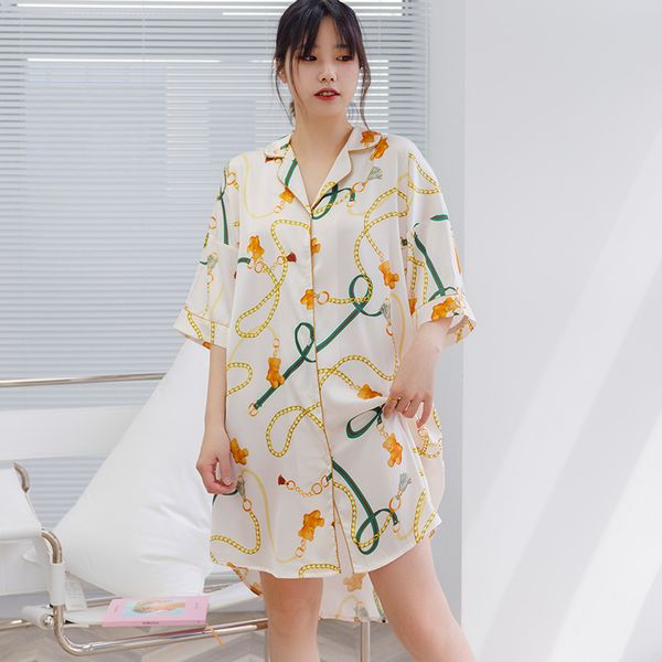 yaoting satin chiffon pajamas women's summer v-neck loose large edition shirt skirt printed cartoon nightdress women's 2501, Black;red
yaoting satin chiffon pajamas women's summer v-neck loose large edition shirt skirt printed cartoon nightdress women's 2501, Black;red