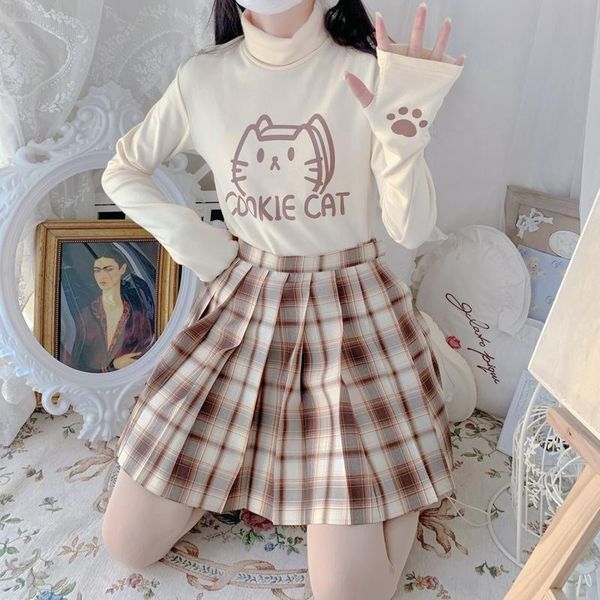 women's t-shirt japanese lolita kawaii women turtleneck cute cat graphic jk cosplay soft girls clothes sweet long sleeve tee shirts, White
women's t-shirt japanese lolita kawaii women turtleneck cute cat graphic jk cosplay soft girls clothes sweet long sleeve tee shirts, White