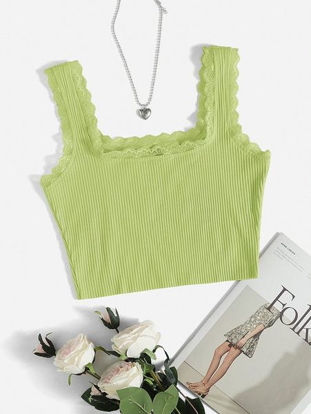 lace trim tank b7dk#, White