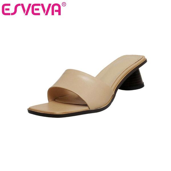 dress shoes esveva 2021 women slides fashion thick heel summer basic female elegant genuine leather slip on sandals big size 34-43, Black
dress shoes esveva 2021 women slides fashion thick heel summer basic female elegant genuine leather slip on sandals big size 34-43, Black