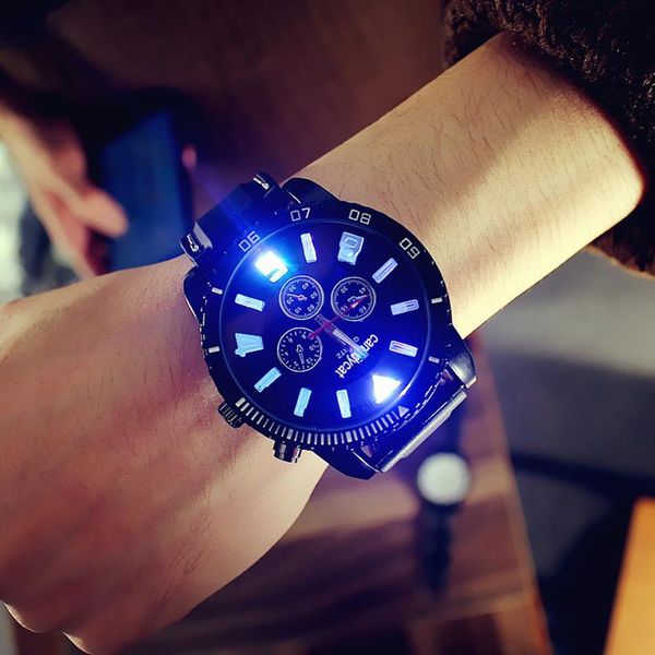 wristwatches fashion glow watches mens 7 color led lights sports silicone watch student quatrz reloj hombre men, Slivery;brown
wristwatches fashion glow watches mens 7 color led lights sports silicone watch student quatrz reloj hombre men, Slivery;brown