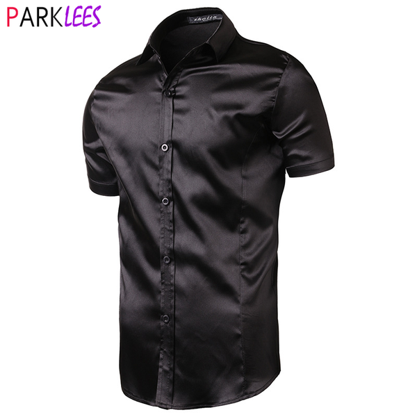 stylish black satin shirt men 2021 summer short sleeve silk like mens dress shirts casual party wedding event prom chemise homme men's, White;black
stylish black satin shirt men 2021 summer short sleeve silk like mens dress shirts casual party wedding event prom chemise homme men's, White;black
