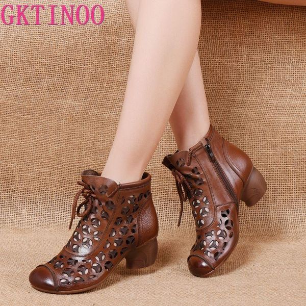 summer ankle boots genuine leather shoes women med high heel back zipper cutout breathable mujer zapatos sandals, Black
summer ankle boots genuine leather shoes women med high heel back zipper cutout breathable mujer zapatos sandals, Black