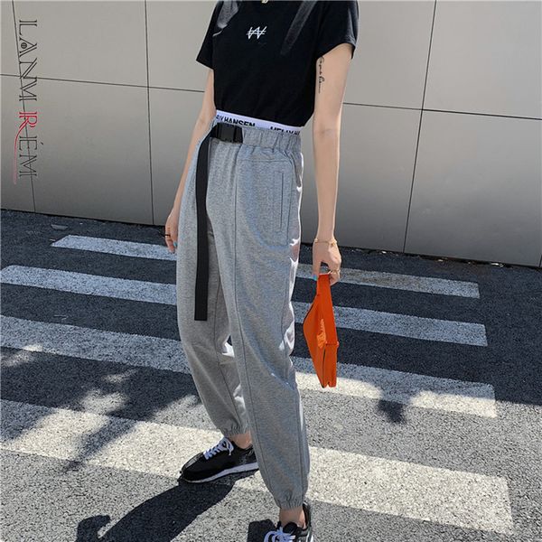 high elastic waist gray pockets sashes long trousers loose fit pants women fashion tide spring autumn 2f0236 210507, Black;white
high elastic waist gray pockets sashes long trousers loose fit pants women fashion tide spring autumn 2f0236 210507, Black;white