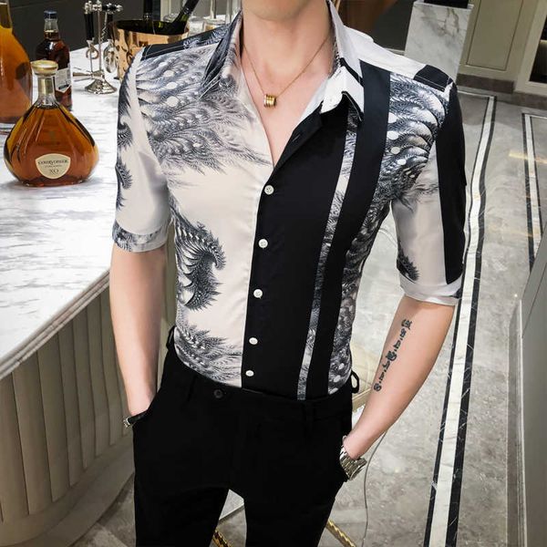 brand men shirt luxury printing casual slim fit half sleeve dress shirt mens clothes social nightclub blouse camisas para hombre 210527, White;black
brand men shirt luxury printing casual slim fit half sleeve dress shirt mens clothes social nightclub blouse camisas para hombre 210527, White;black