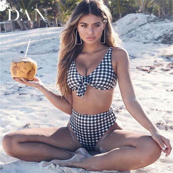 women's swimwear danenjoy 2021 bikini chest pad gather solid color female swimsuit split knotted lattice high waist plaid beachwear, White;black
women's swimwear danenjoy 2021 bikini chest pad gather solid color female swimsuit split knotted lattice high waist plaid beachwear, White;black