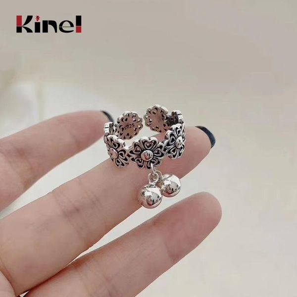 cluster rings kinel 925 sterling silver bell ring unique open adjustable korean vintage fine jewelry ladies j0196, Golden;silver
cluster rings kinel 925 sterling silver bell ring unique open adjustable korean vintage fine jewelry ladies j0196, Golden;silver