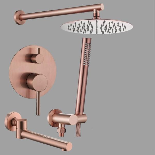 luxury brushed rose gold bathroom shower faucet set wall mounted brass cold water mixer with 8 inch head sets
luxury brushed rose gold bathroom shower faucet set wall mounted brass cold water mixer with 8 inch head sets