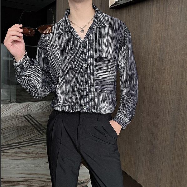 men's casual shirts striped shirt korean business fashion loose party social dress long sleeve, White;black
men's casual shirts striped shirt korean business fashion loose party social dress long sleeve, White;black