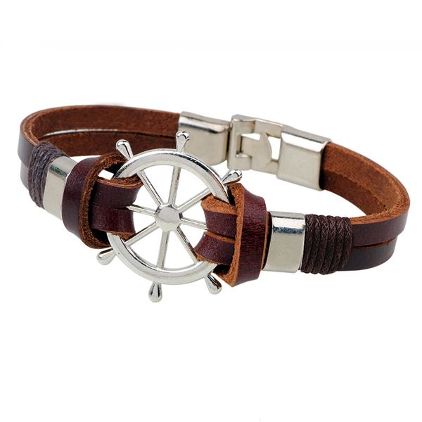 handmade retro rudder anchor-shape leather bracelets vintage braided steering wheel bracelet male accessories men jewelry, Golden;silver
handmade retro rudder anchor-shape leather bracelets vintage braided steering wheel bracelet male accessories men jewelry, Golden;silver