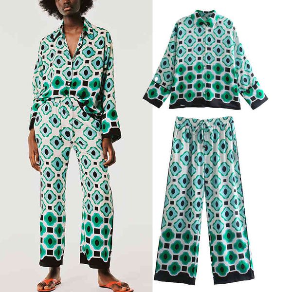 za 2pcs women shirts +trousers suit summer printed long sleeve blouse set female pants single breasted casual clothes 210422, White
za 2pcs women shirts +trousers suit summer printed long sleeve blouse set female pants single breasted casual clothes 210422, White