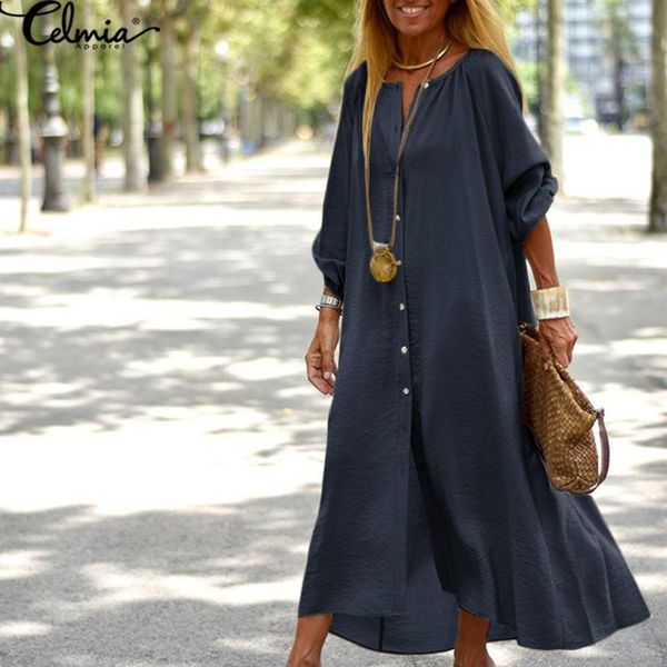 vintage women shirt dress 2021 celmia autumn lantern sleeve o-neck female solid pleated party midi vestidos casual buttons robe dresses, Black;gray
vintage women shirt dress 2021 celmia autumn lantern sleeve o-neck female solid pleated party midi vestidos casual buttons robe dresses, Black;gray