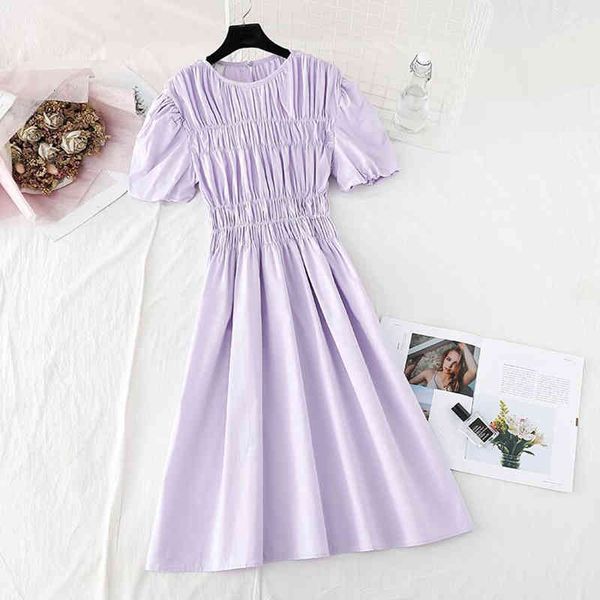 dresses summer short-sleeved purple women o-neck elastic waist solid color elegant midi female folds a-line vestidos, Black;gray
dresses summer short-sleeved purple women o-neck elastic waist solid color elegant midi female folds a-line vestidos, Black;gray