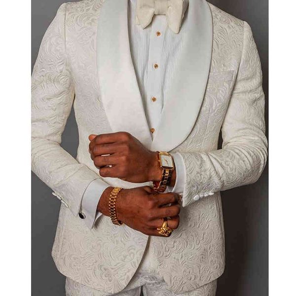 men's suits & blazers ivory floral pattern groom tuxedos for wedding shawl satin lapel slim fit men 2 piece male fashion jacket with pa, White;black
men's suits & blazers ivory floral pattern groom tuxedos for wedding shawl satin lapel slim fit men 2 piece male fashion jacket with pa, White;black