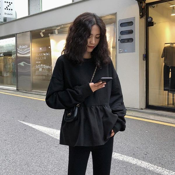women's hoodies & sweatshirts women hoodie spring autumn harajuku solid ruffle long sleeve o neck pullovers casual loose thin fashion, Black
women's hoodies & sweatshirts women hoodie spring autumn harajuku solid ruffle long sleeve o neck pullovers casual loose thin fashion, Black