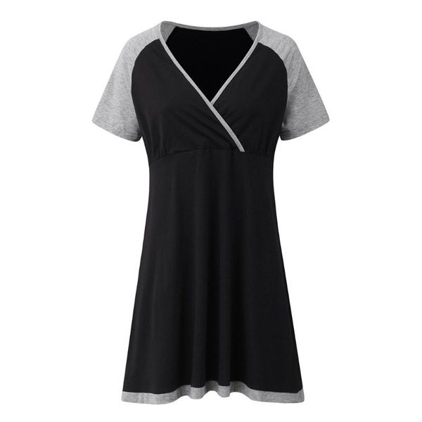 maternity dresses summer women's clothing color-block v neck mid-length nursing dress, White
maternity dresses summer women's clothing color-block v neck mid-length nursing dress, White