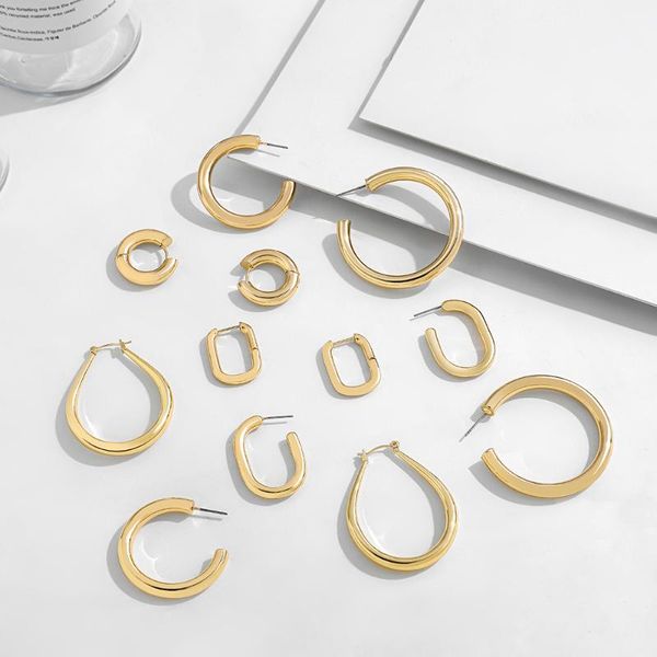 hoop & huggie simple big geometric earrings stainless steel gold color circle for women fashion punk jewelry brincos 2021, Golden;silver
hoop & huggie simple big geometric earrings stainless steel gold color circle for women fashion punk jewelry brincos 2021, Golden;silver