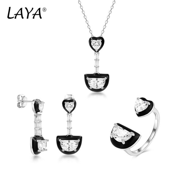 laya silver earrings ring necklace sets for women pure 925 sterling silver heart-shaped moon-shaped created crystal glass black enamel jewel
laya silver earrings ring necklace sets for women pure 925 sterling silver heart-shaped moon-shaped created crystal glass black enamel jewel
