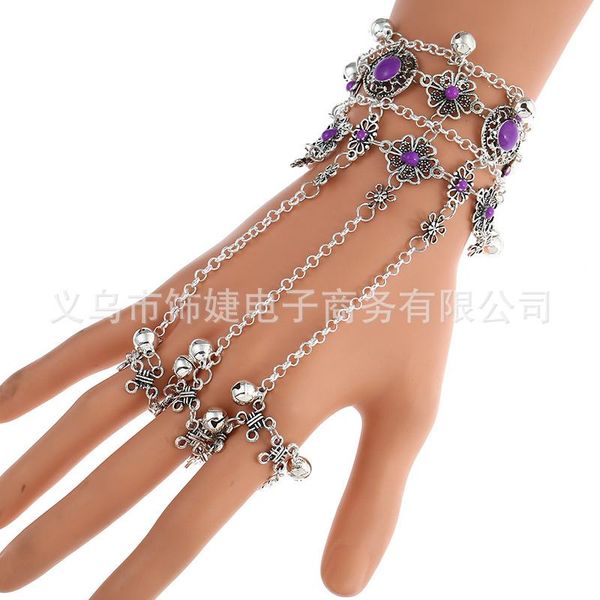 link, chain antiquity bracelets women purple flower bangles woman bells hollow out connect fingers bracelet silver color alloy brincos, Black
link, chain antiquity bracelets women purple flower bangles woman bells hollow out connect fingers bracelet silver color alloy brincos, Black