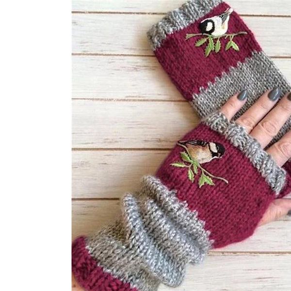 five fingers gloves birds embroidery knitted women girls fashion patchwork color fingerless mittens winter thick warm plus velvet, Blue;gray
five fingers gloves birds embroidery knitted women girls fashion patchwork color fingerless mittens winter thick warm plus velvet, Blue;gray