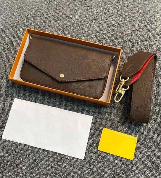three-piece wallet brown letter flower leather fashions chain shoulder bag handbag mini wallets card fashion bags with box m61276
three-piece wallet brown letter flower leather fashions chain shoulder bag handbag mini wallets card fashion bags with box m61276