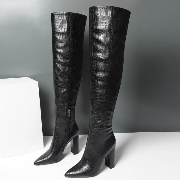 boots zipper pointed toe ultra-high thick heel european style over-the-knee stone pattern fashion long-tube women's, Black
boots zipper pointed toe ultra-high thick heel european style over-the-knee stone pattern fashion long-tube women's, Black