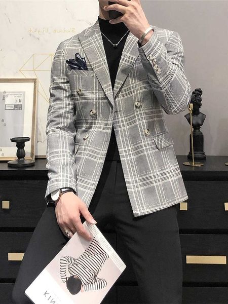 blazer jacket man wedding business suit jacket double breasted plaid casual dress coat slim fit streetwear social clothing 210527, White;black
blazer jacket man wedding business suit jacket double breasted plaid casual dress coat slim fit streetwear social clothing 210527, White;black
